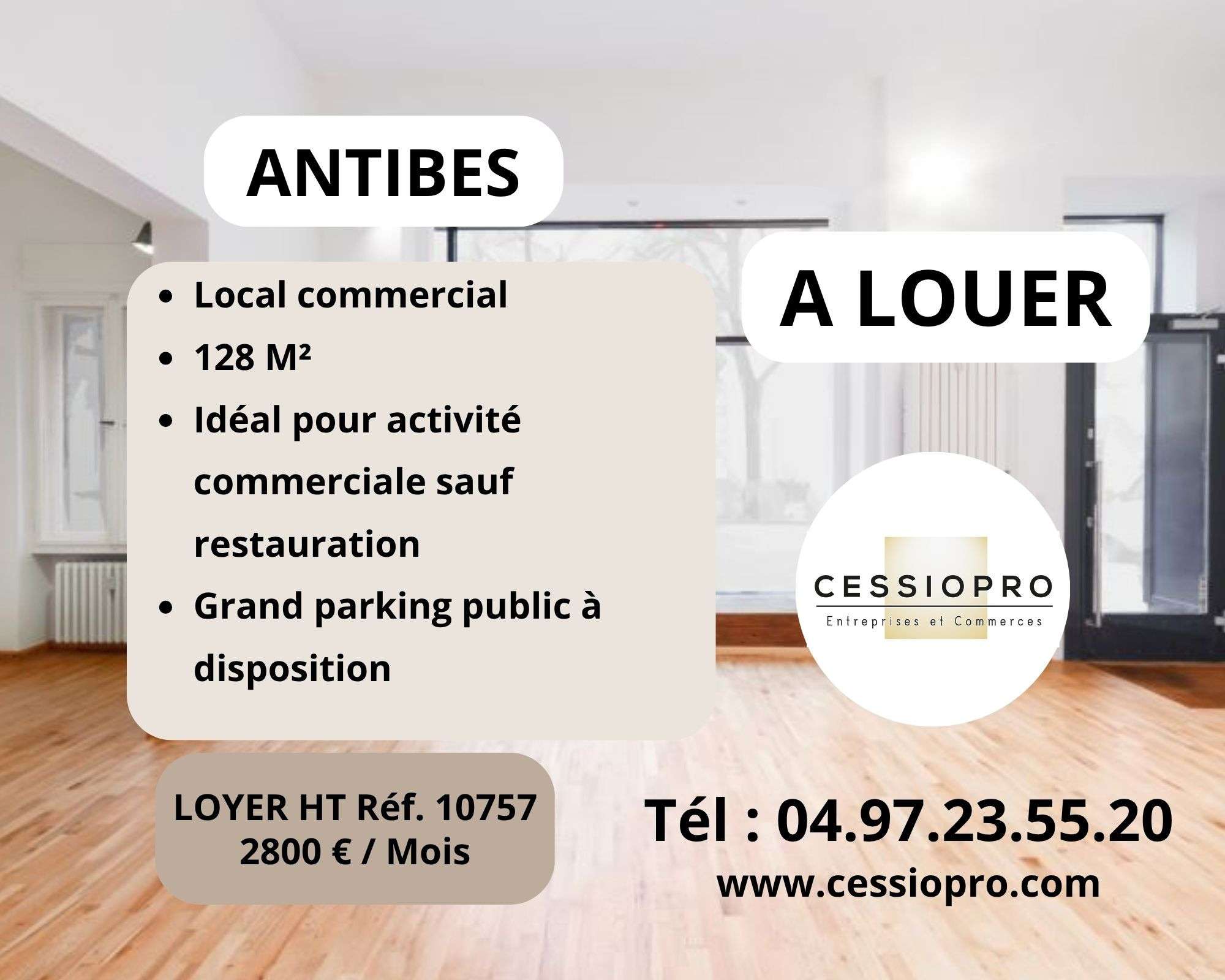 A louer local commercial 128m² à Antibes empl N°1