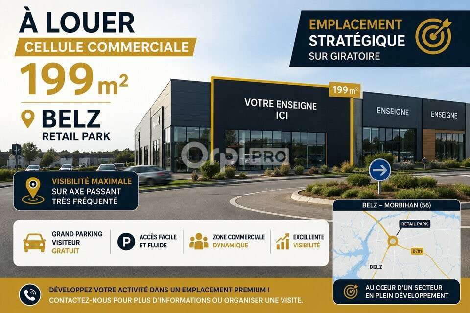 Local commercial de 199m² à louer à Belz