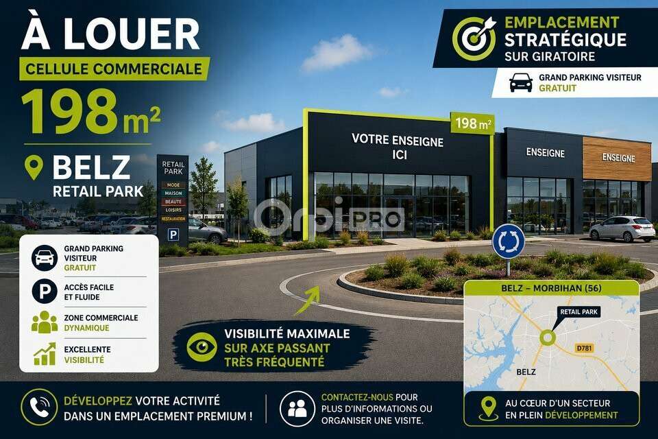 Local commercial de 198m² à louer à Belz