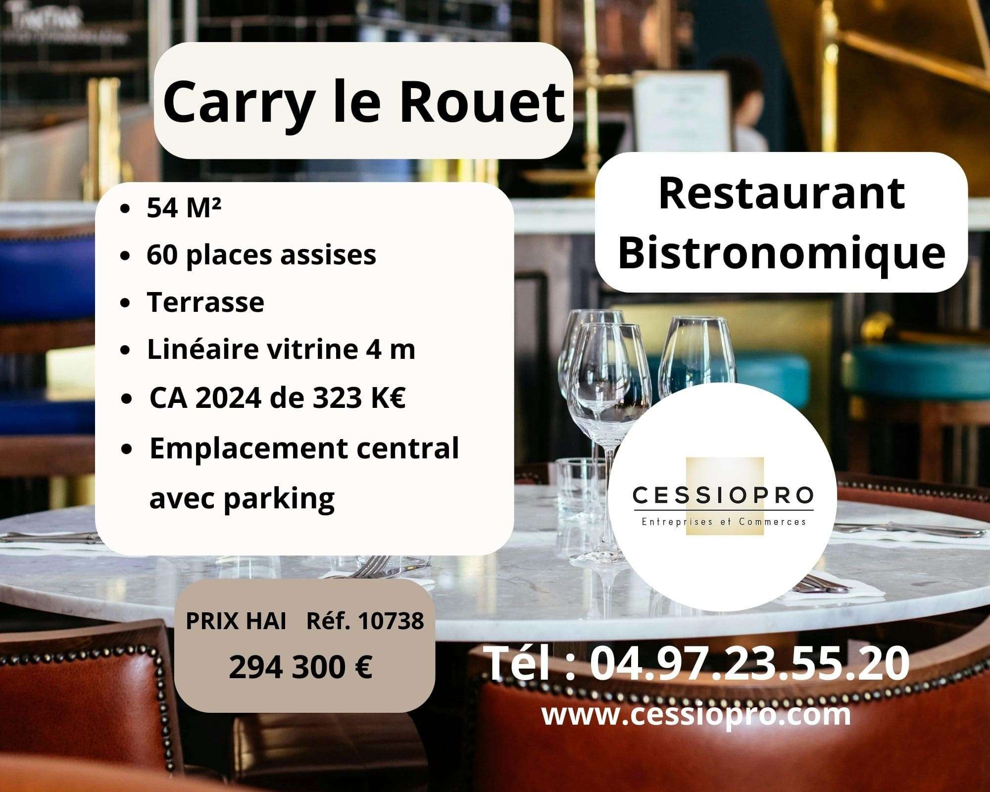 Vente restaurant et cave à vins à Carry le Rouet