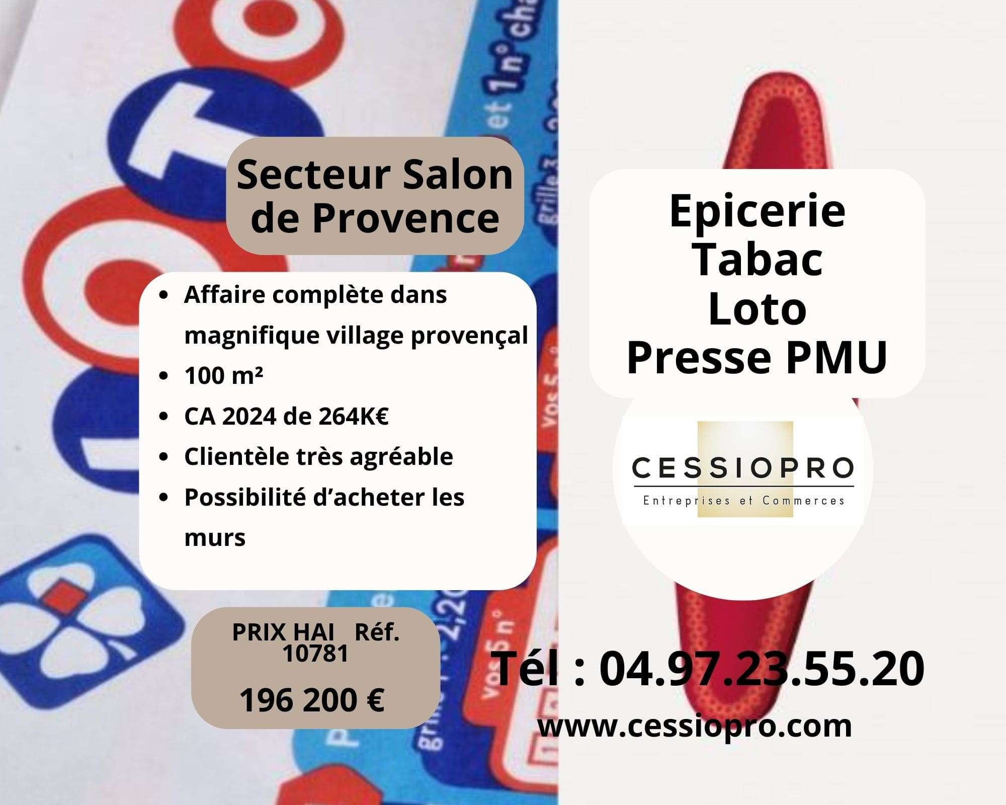 Vente épicerie tabac loto PMU presse Salon de Pce