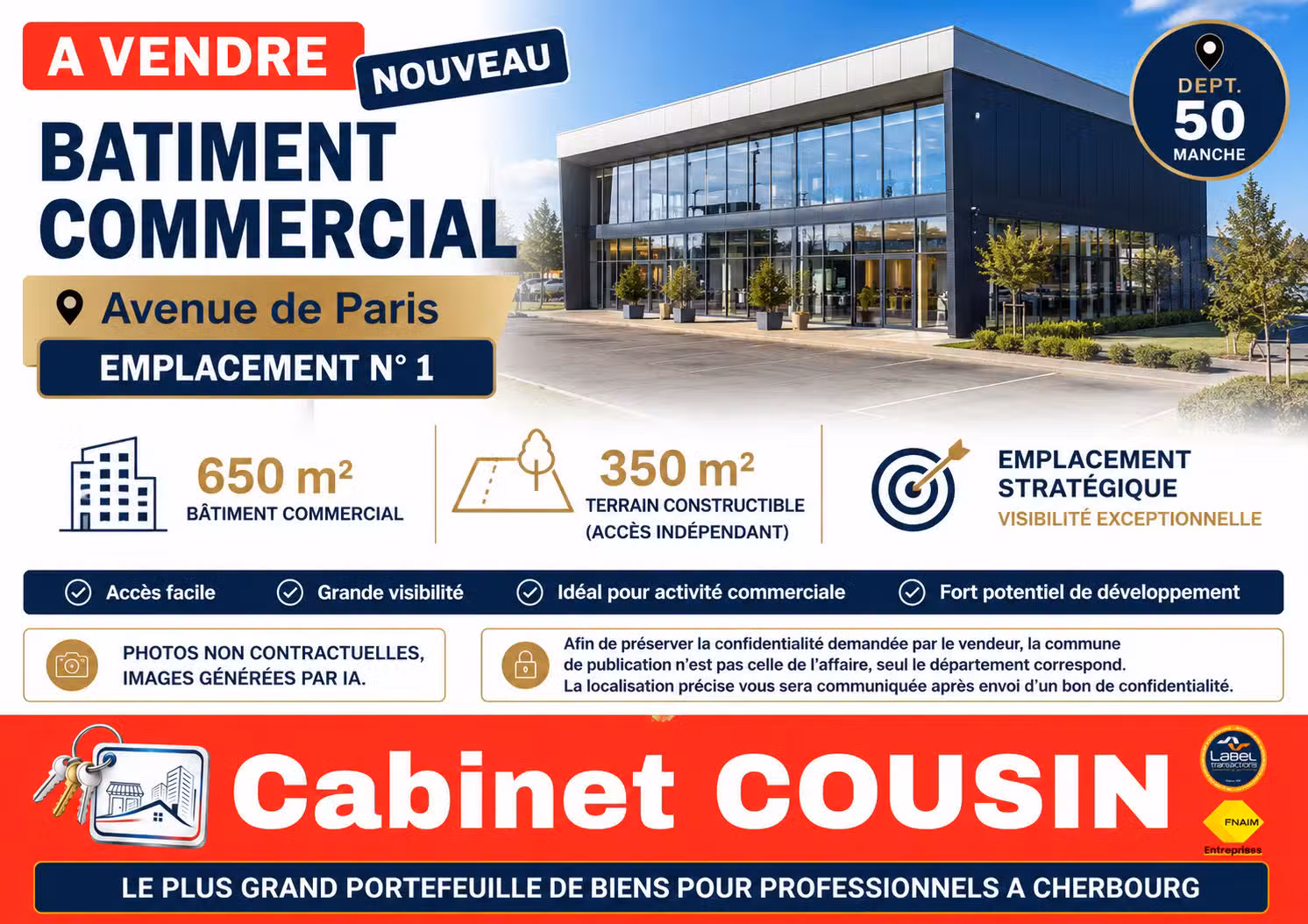 Vente murs commerciaux de 650m² à Saint Lô