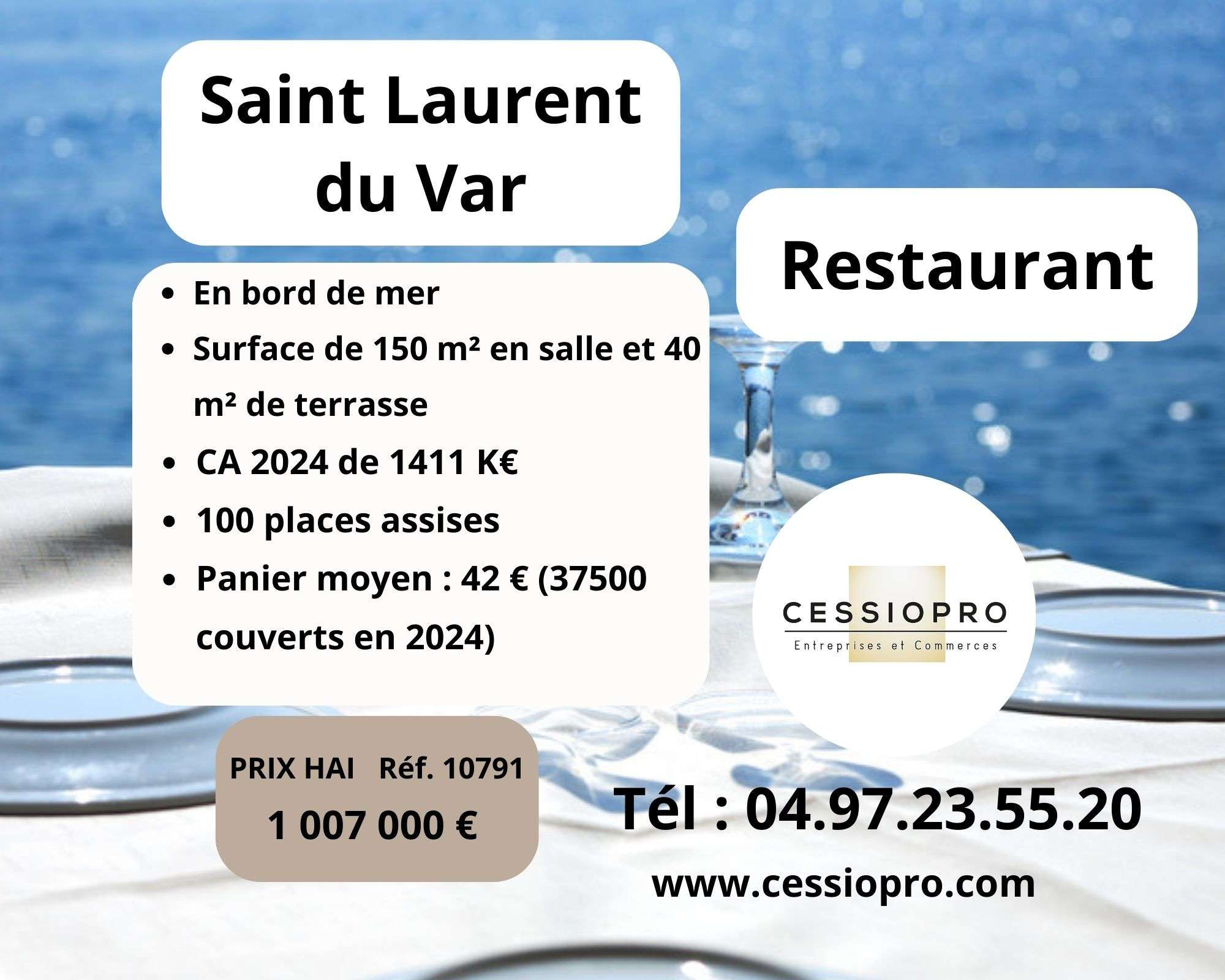 Vente restaurant emblématique en bord de mer 06