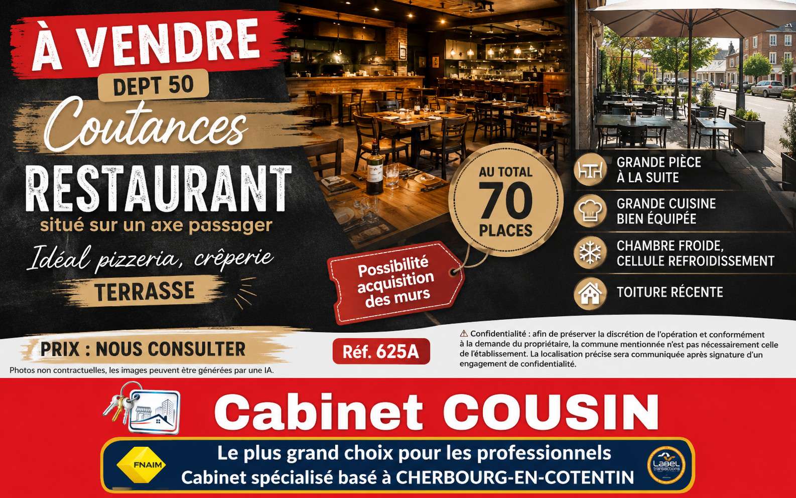 Vente pizzeria restaurant axe passant Coutances 