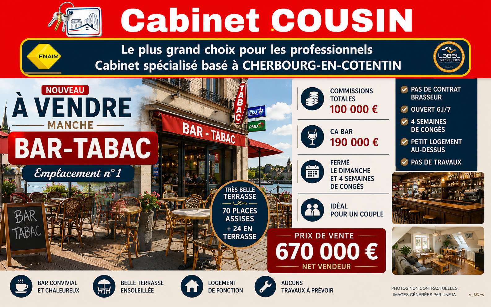 Vente bar tabac empl N°1 dans la Manche