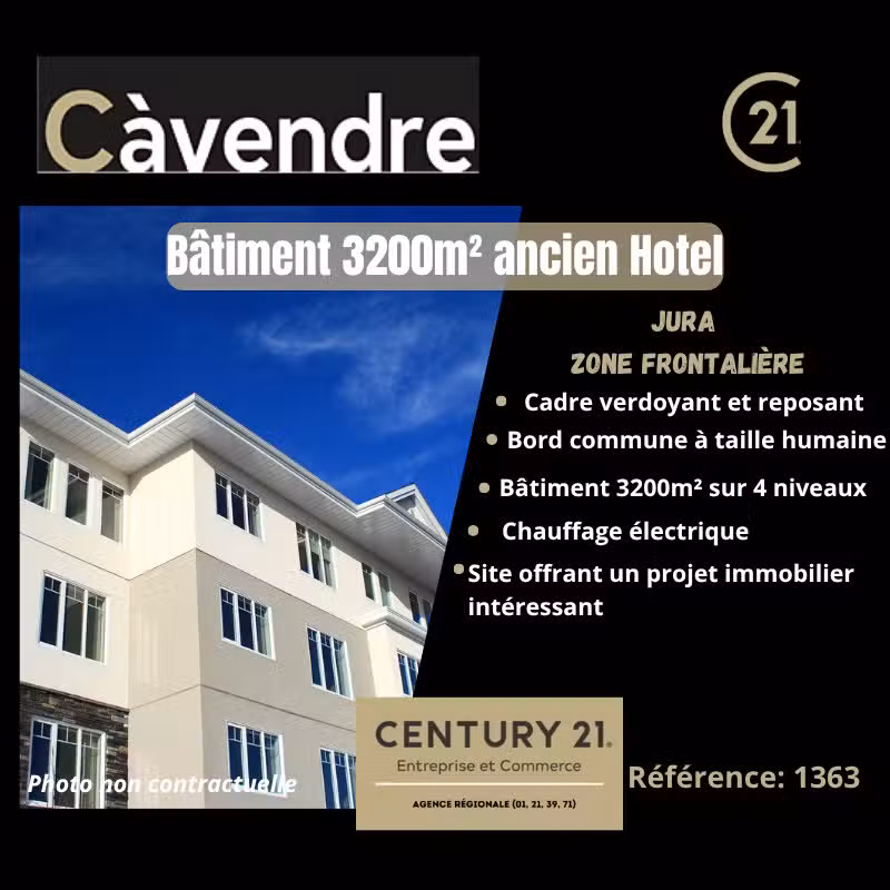Vente murs ancien hôtel 3350m² Champagnole Jura