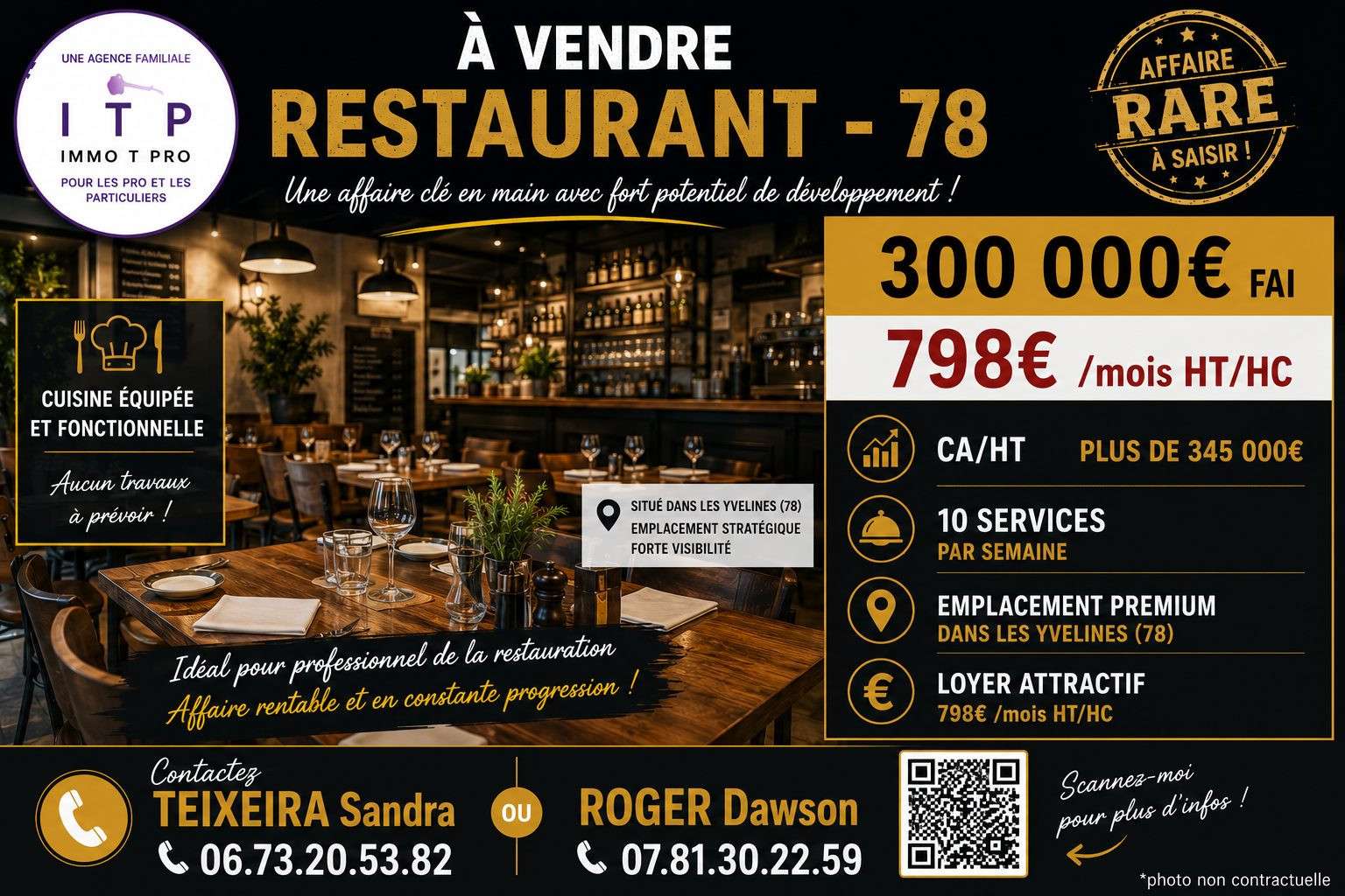 Vente beau restaurant traditionnel dans Yvelines