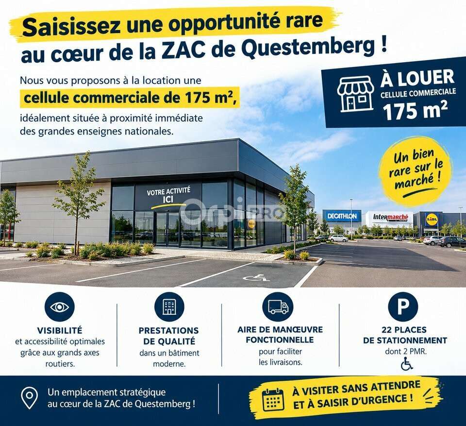 Local commercial 175m² à louer ZAC de Questemberg