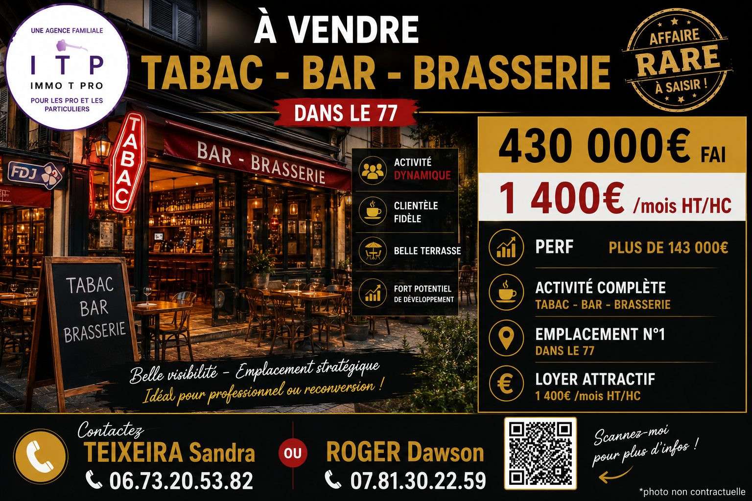 Cède beau bar tabac FDJ situé dans une ville du 77
