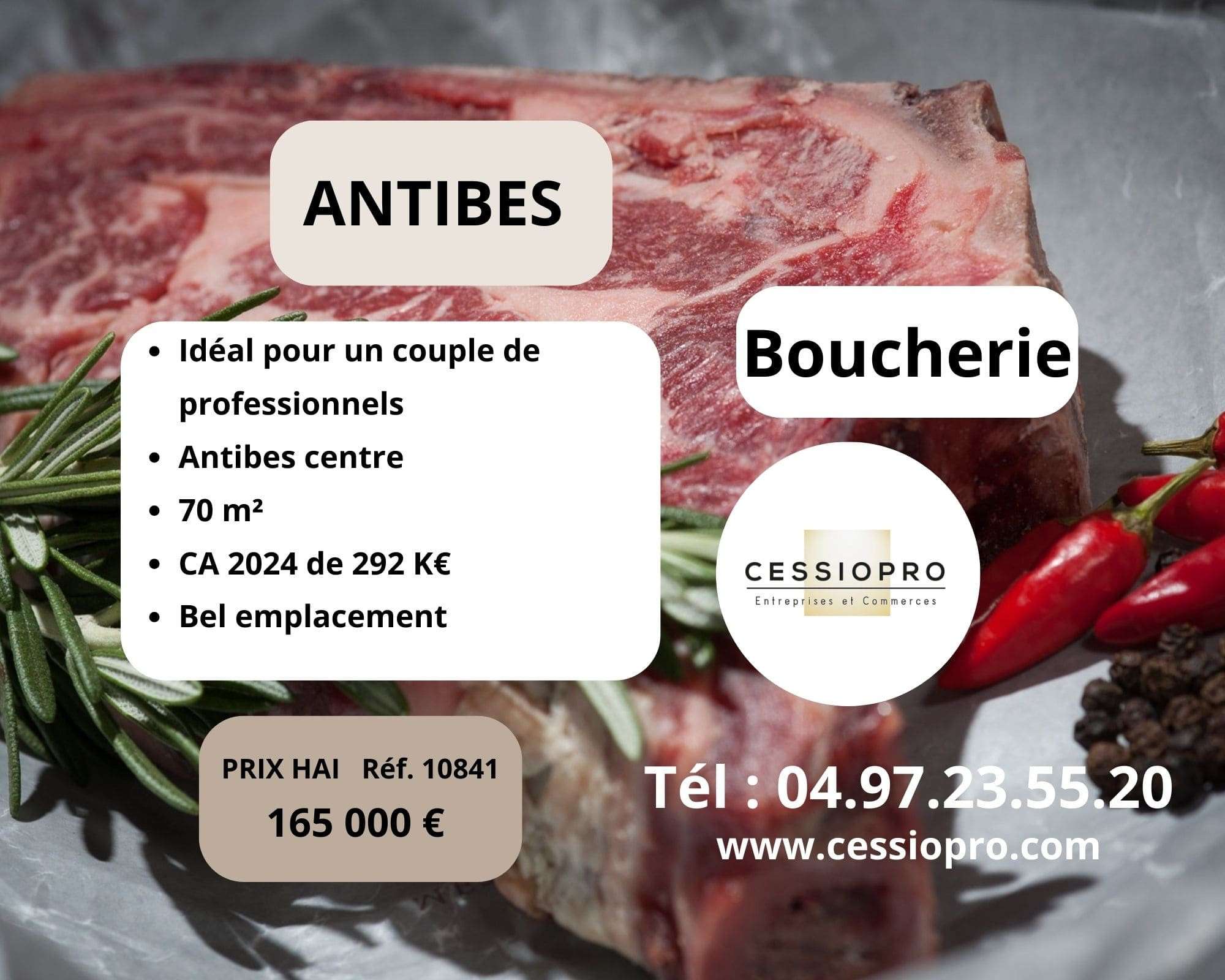 Cède boucherie bien placée bon CA à Antibes centre