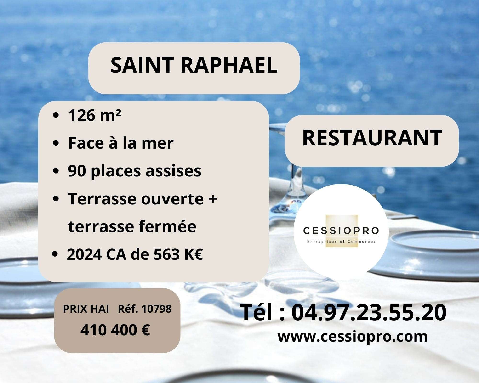 Vente restaurant traditionnel face mer St Raphaël
