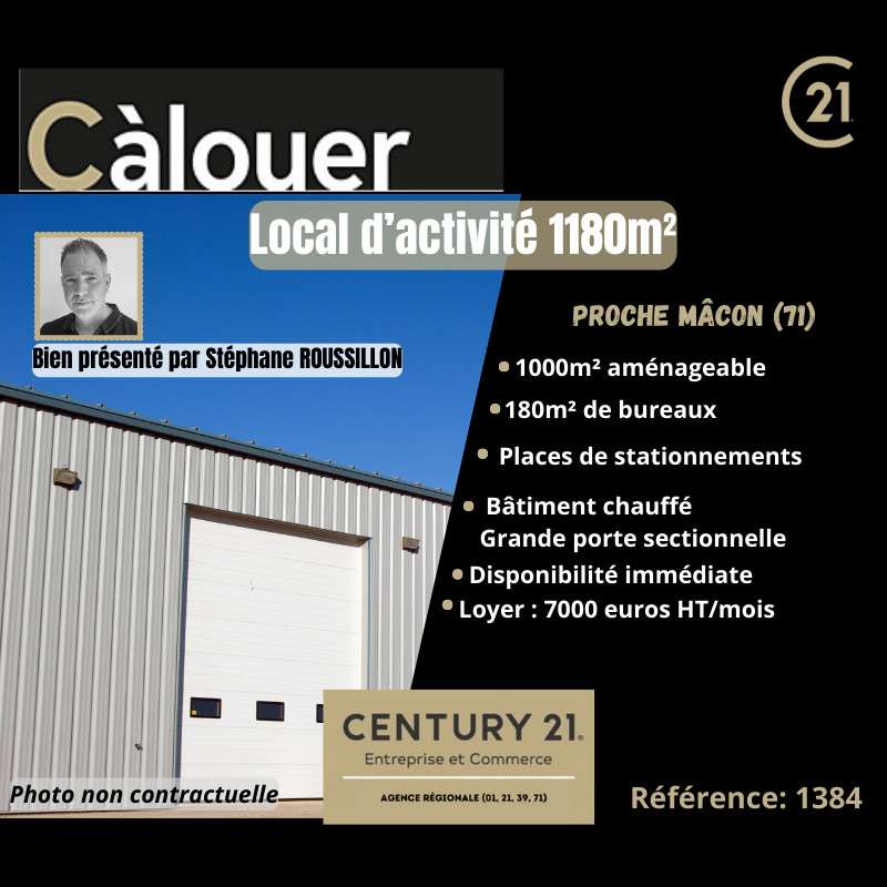 A louer local d'activité 1180m² proche Macon