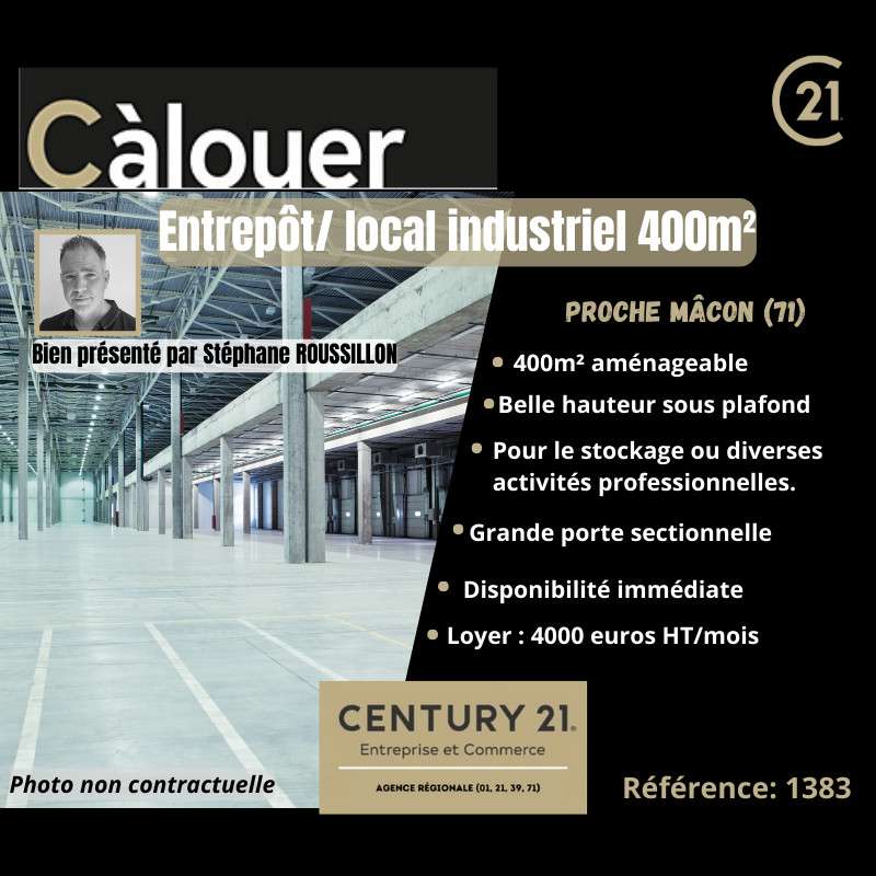 Bâtiment polyvalent 400m² à louer proche Macon