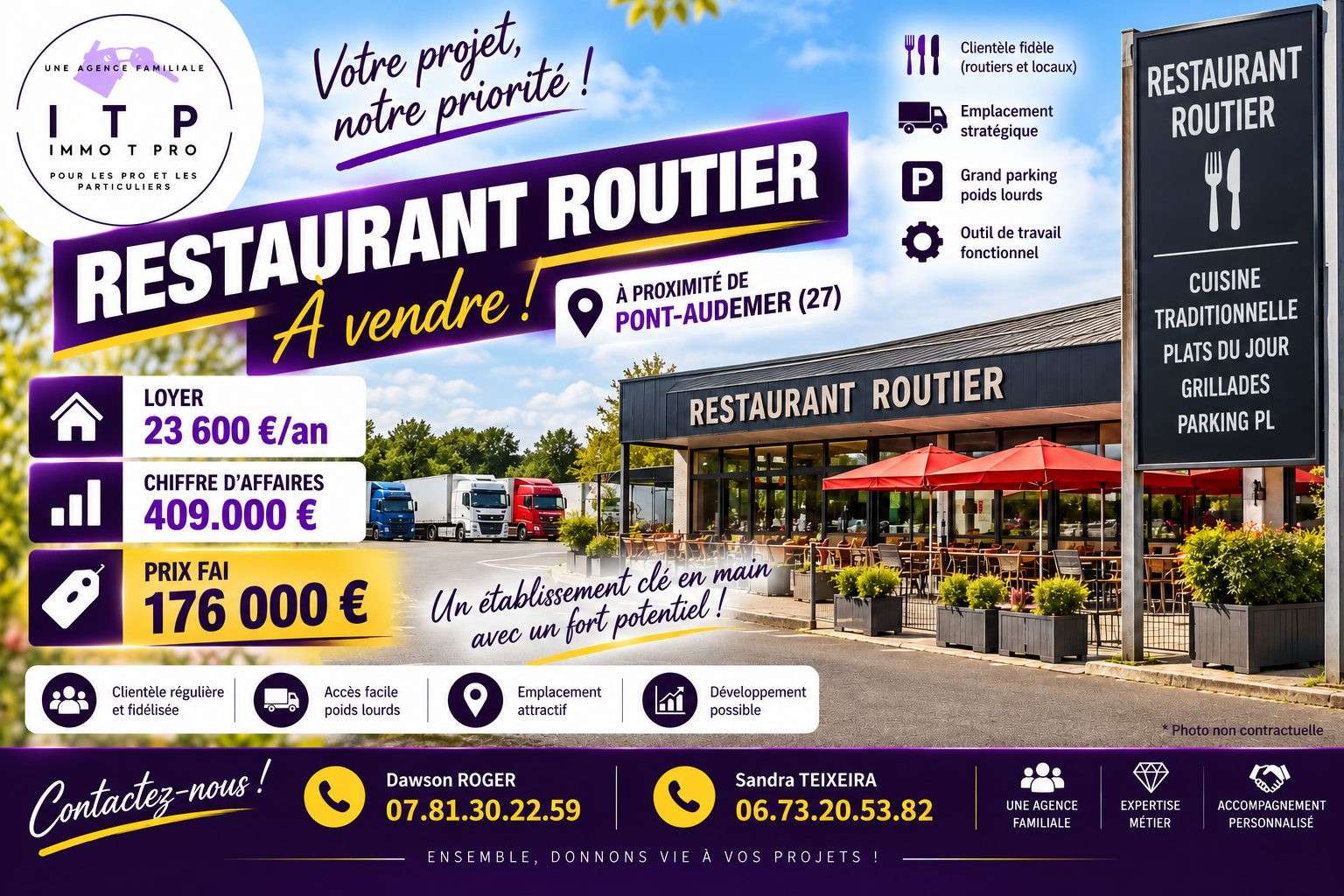 Vente magnifique restaurant routier à Pont Audemer