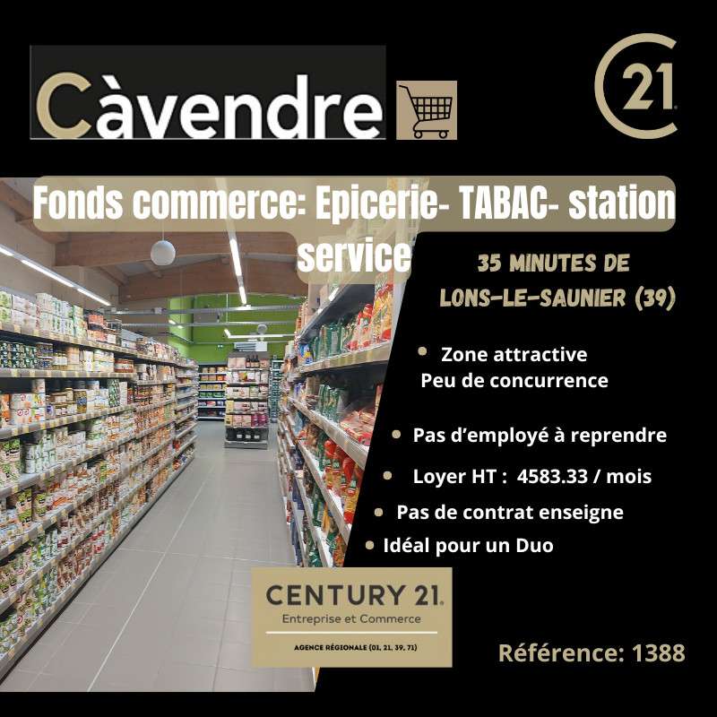 Vente supermarché secteur touristique dept Jura