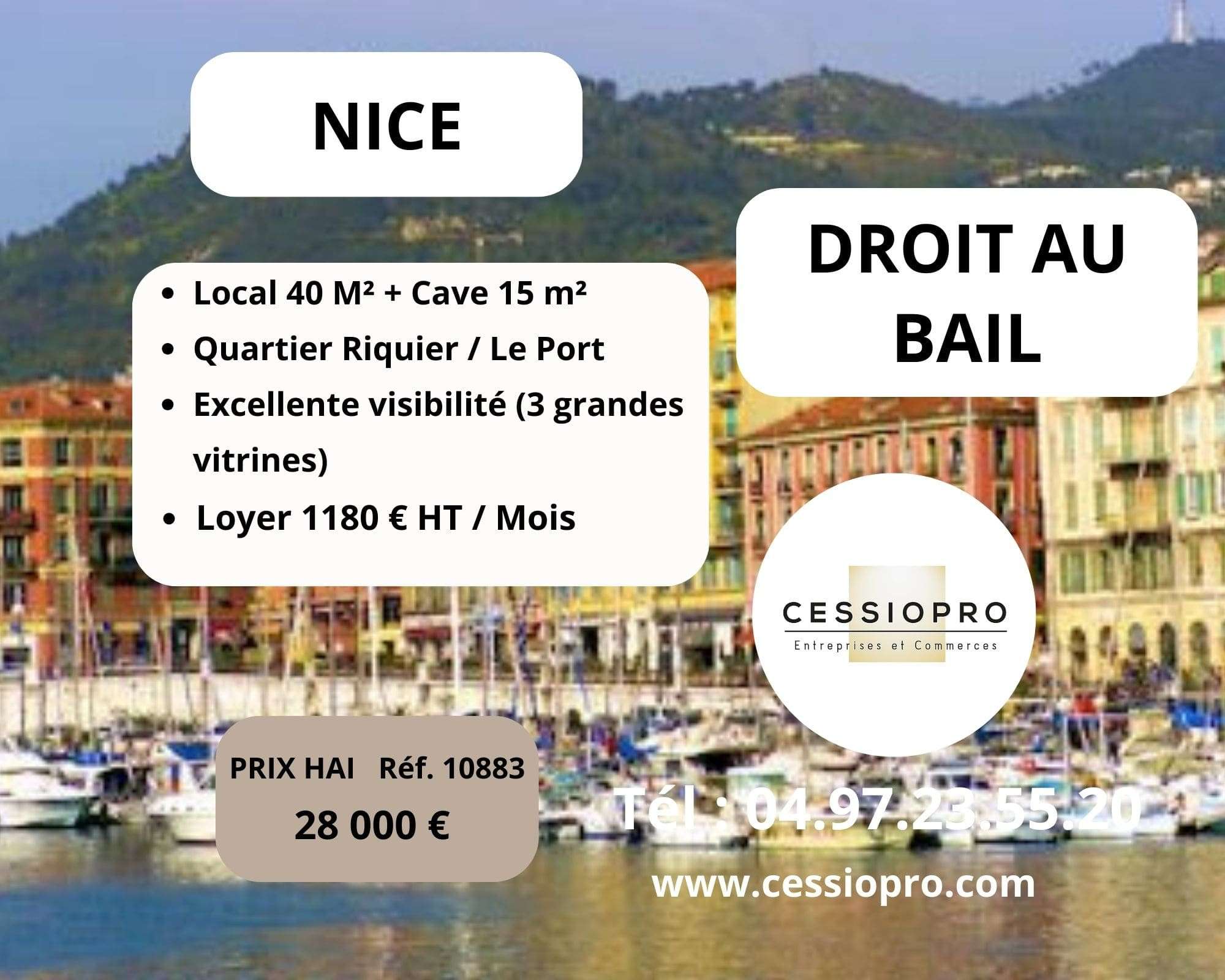 Droit au bail local 40m² à Nice Riquier / Le Port