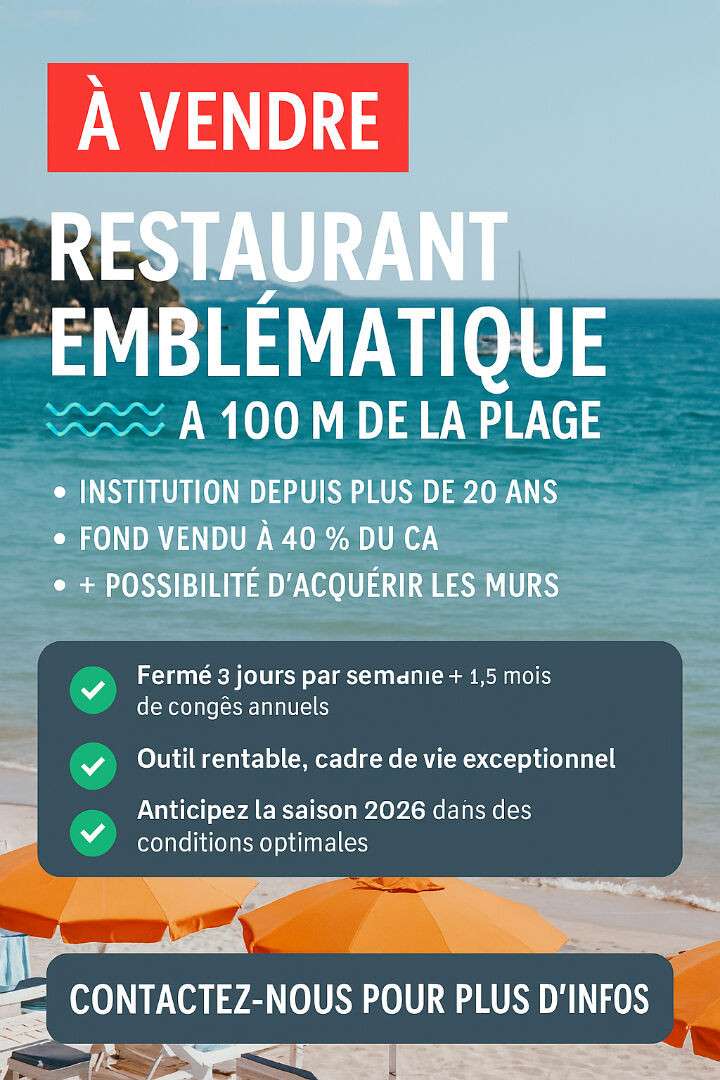 Vente FDC restaurant à Hyères prox plages