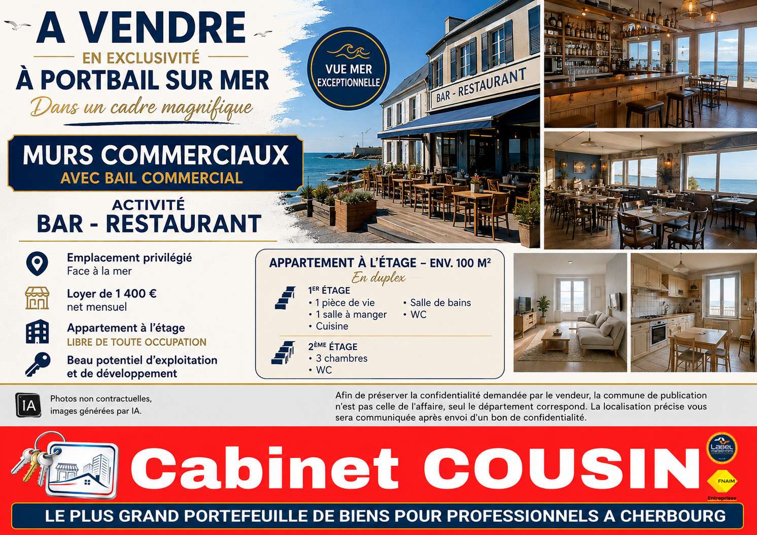 Vente hôtel bureau 3 *** dans la Manche