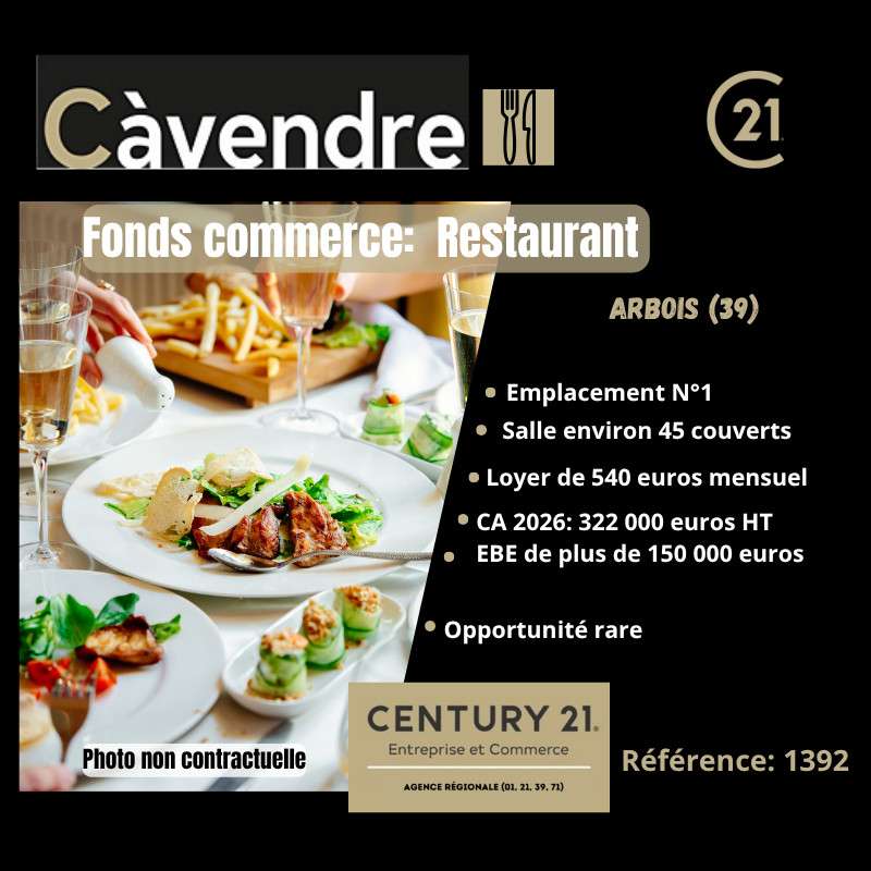 Cède restaurant en cité viticole d'Arbois empl n°1