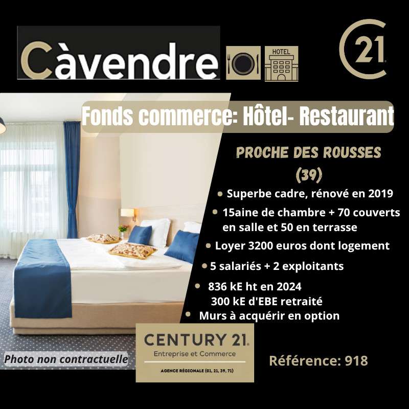 Cède hôtel restaurant de qualité dans le Haut Jura