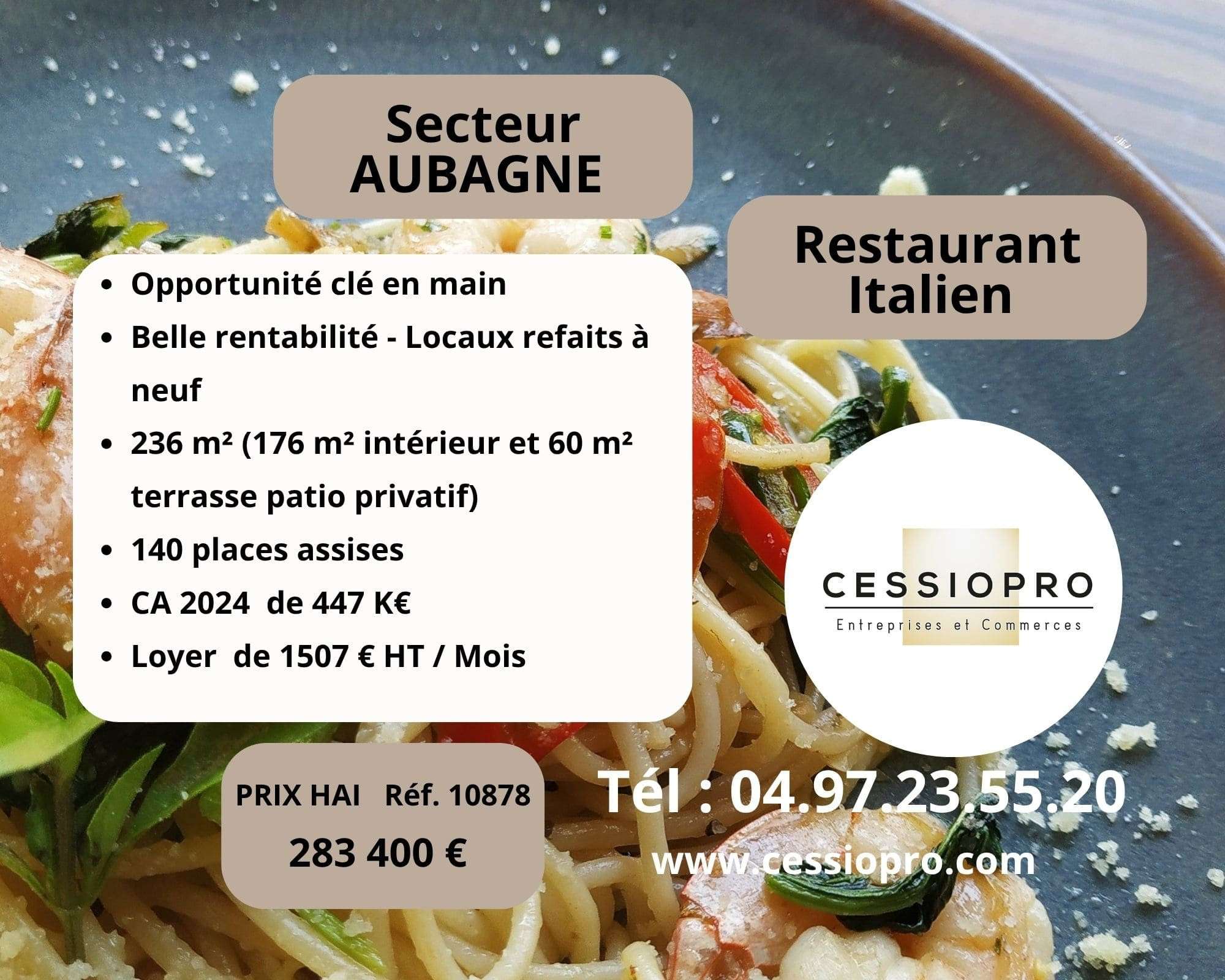 AV restaurant italien avec patio privatif Aubagne
