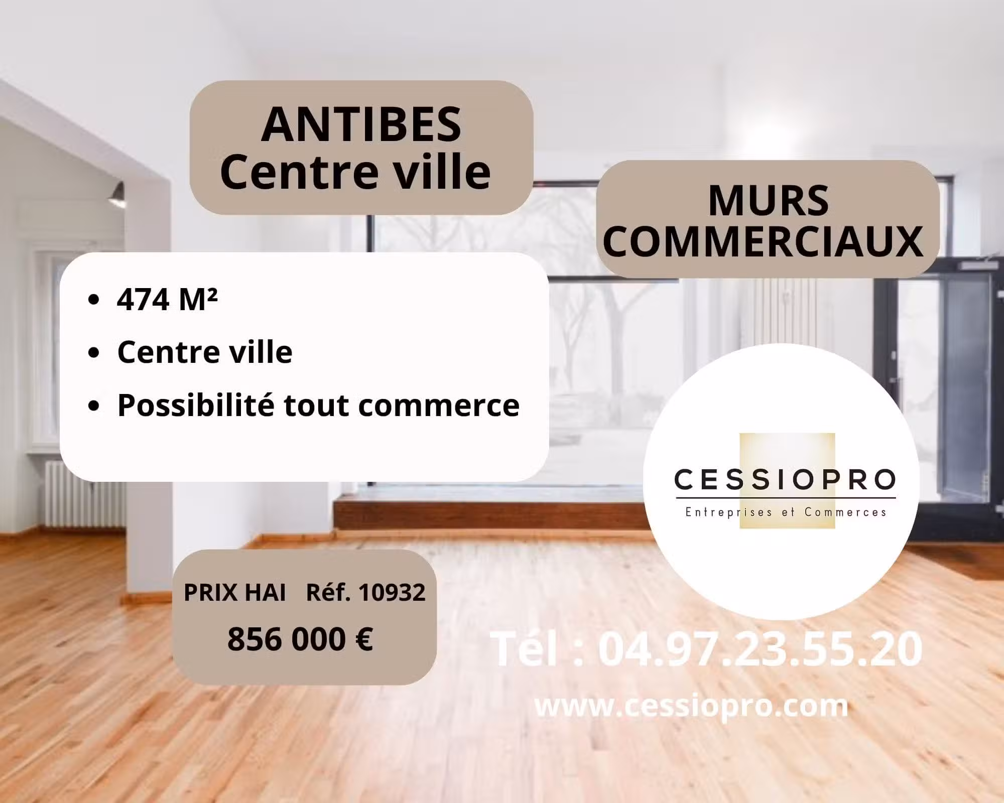 A vendre murs commerciaux 474m² à Antibes centre