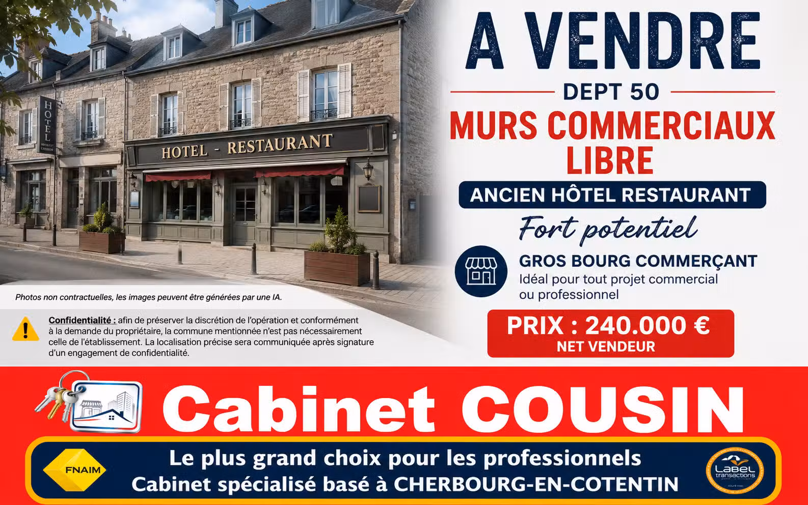 Vente murs hôtel restaurant à Bricquebec