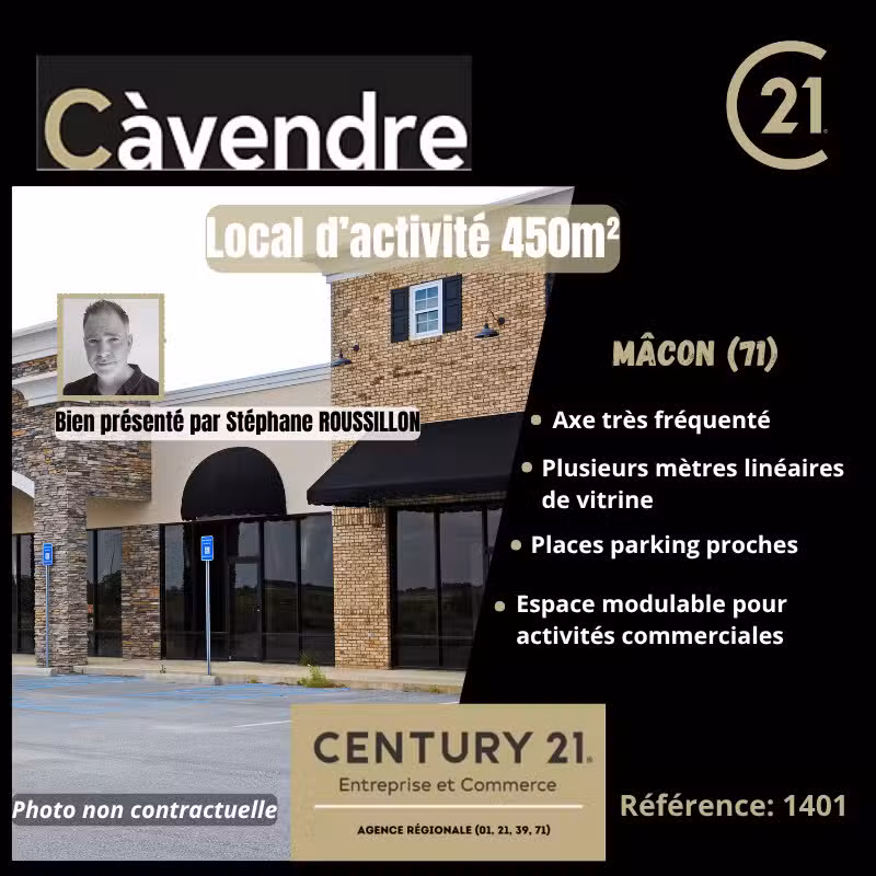 Vente local 450m² visibilité exceptionnelle Mâcon