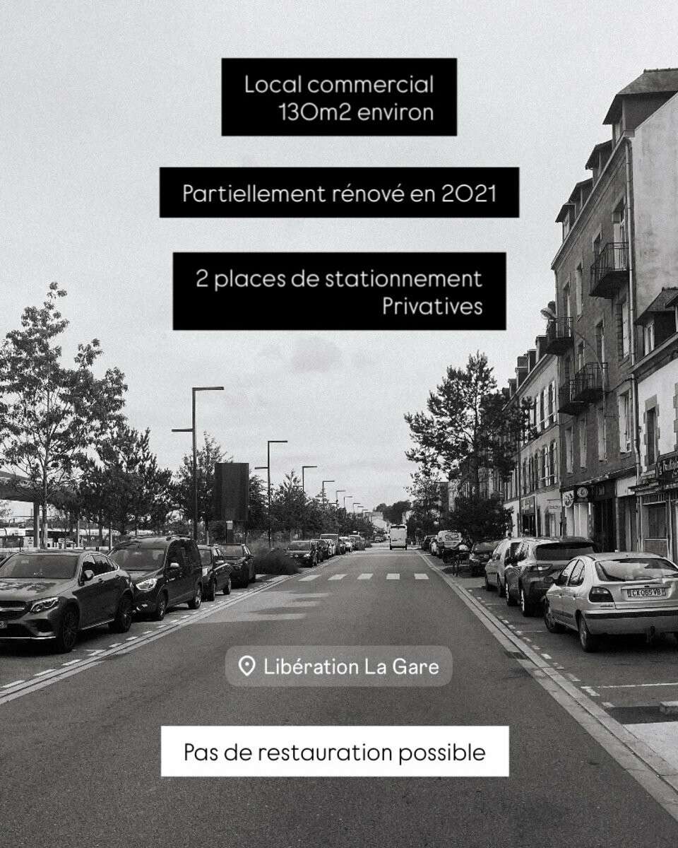 AV local commercial 130m² face à la gare à Quimper