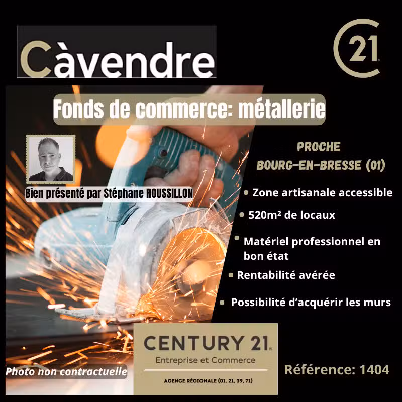 Vente TPE Métallerie proche de Bourg En Bresse