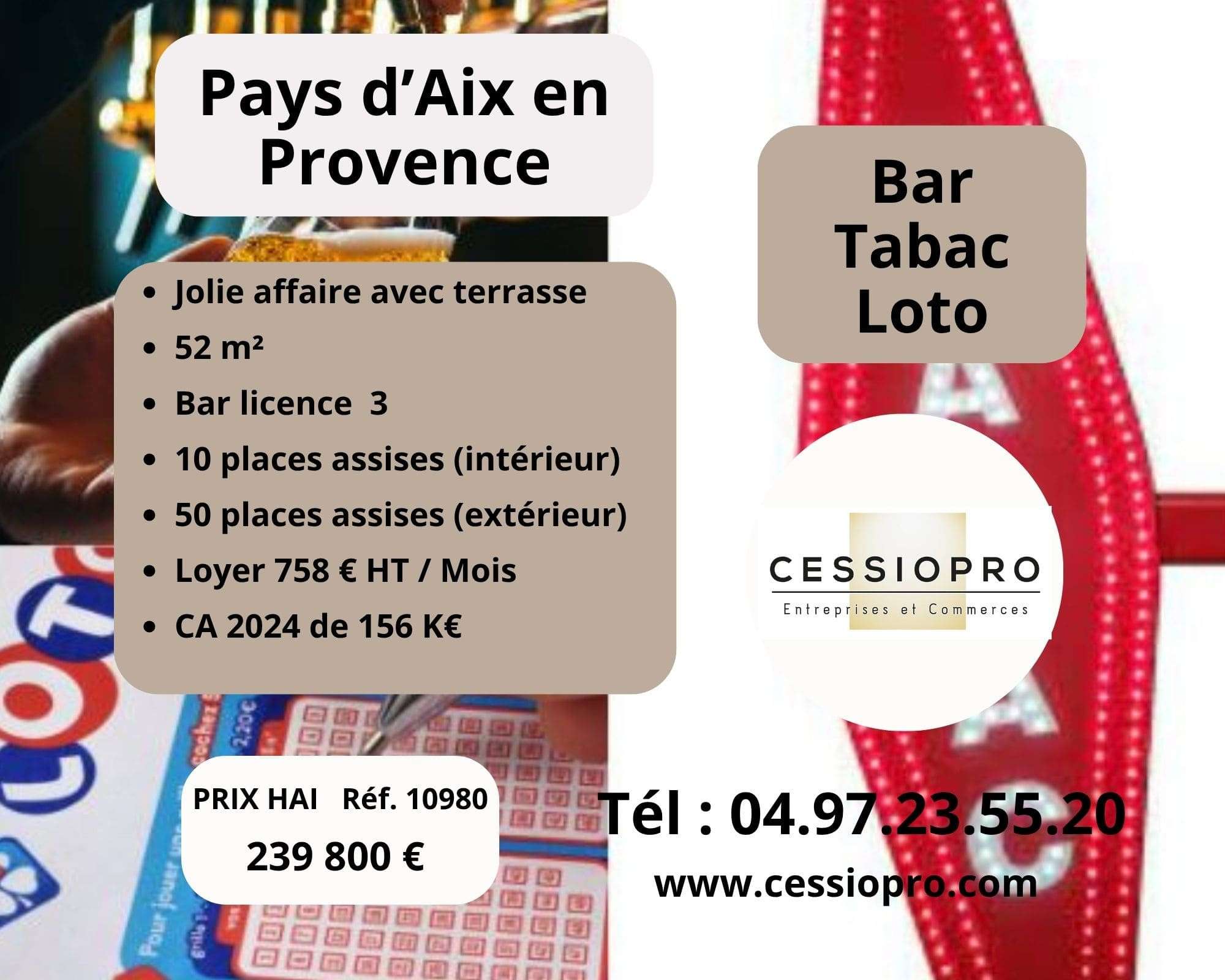 Vente bar tabac loto + terrasse à Aix en Provence