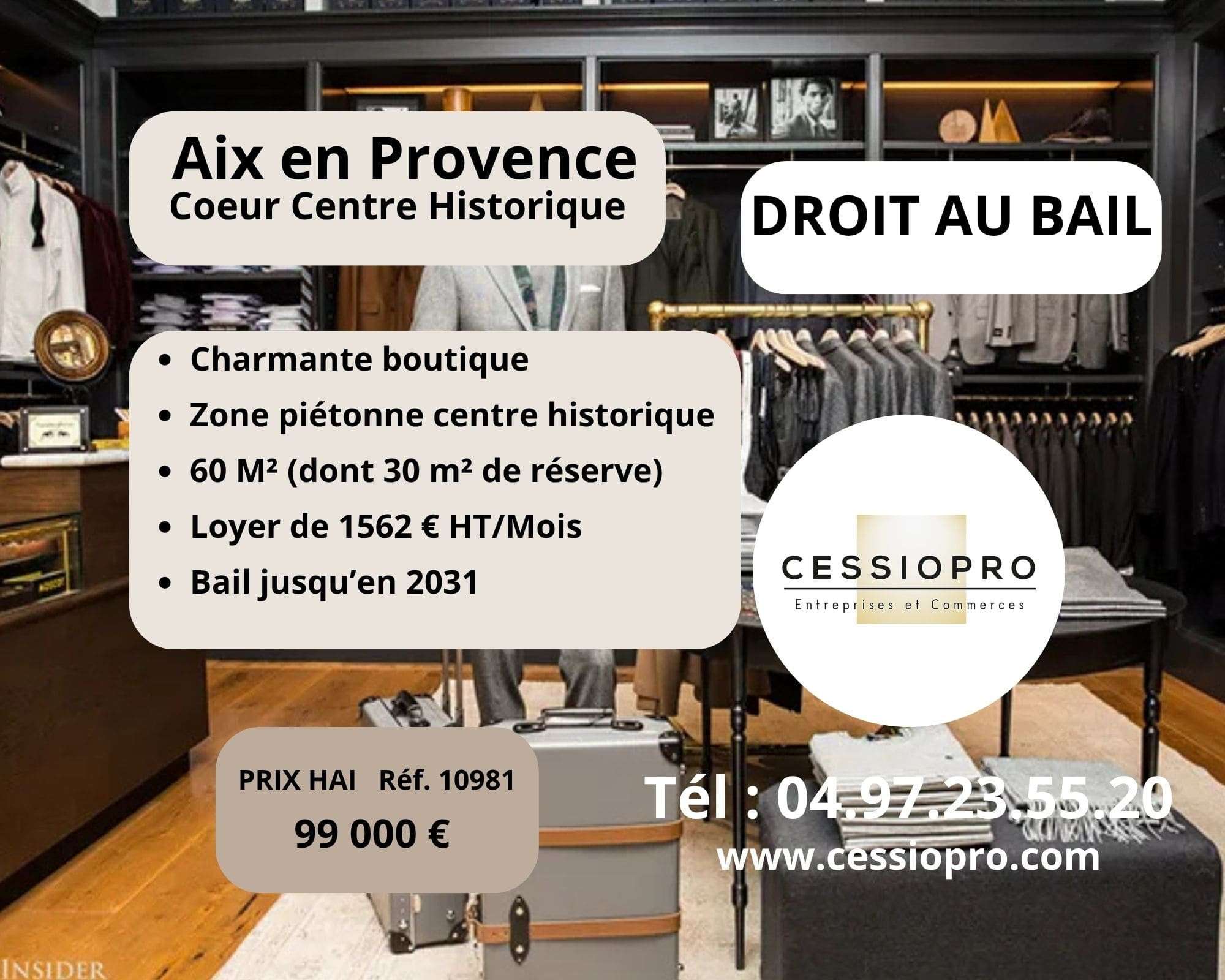 A vendre droit au bail commerce prêt-à-porter Aix