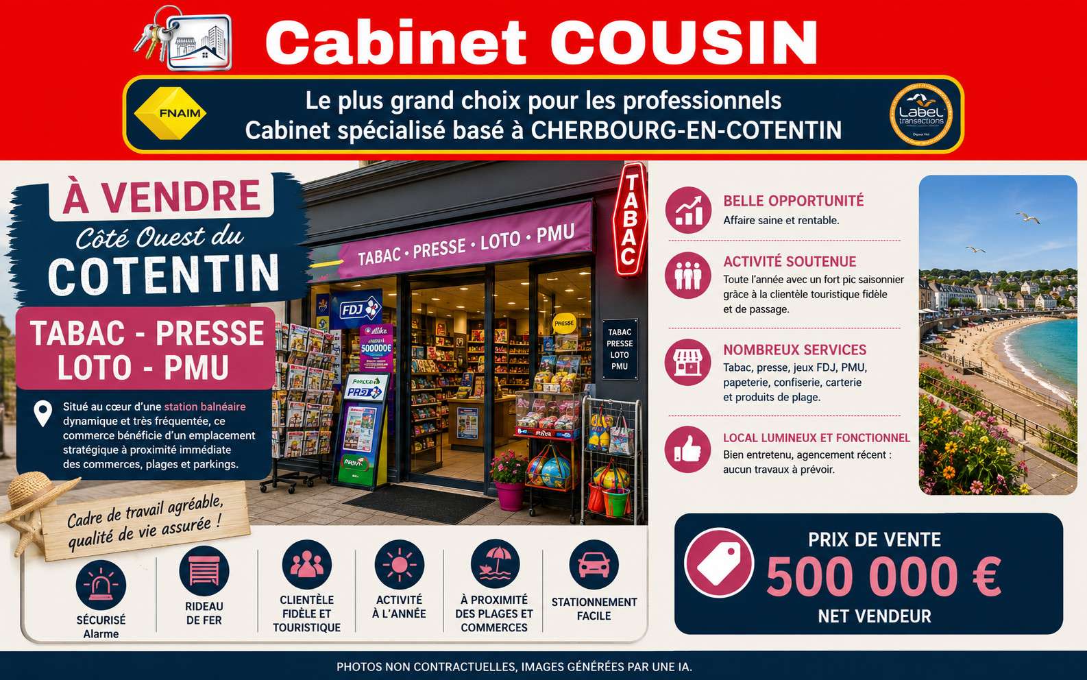 Vente FDC tabac presse PMU à Barneville-Carteret