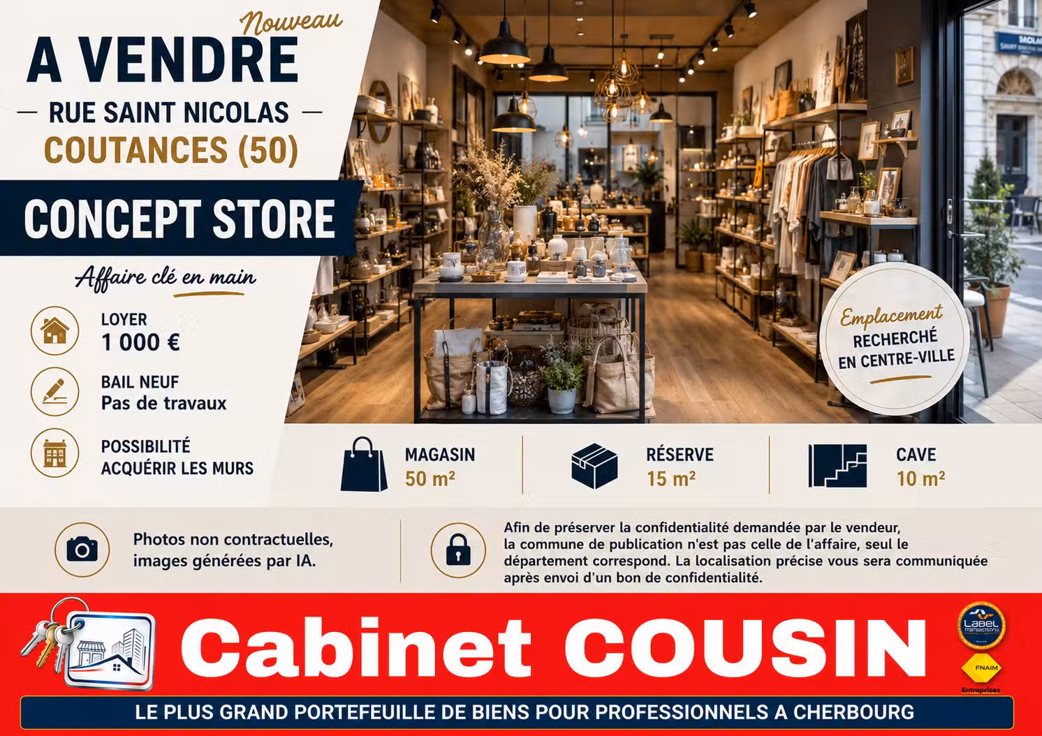 Vente concept store rue Saint Nicolas à Coutances