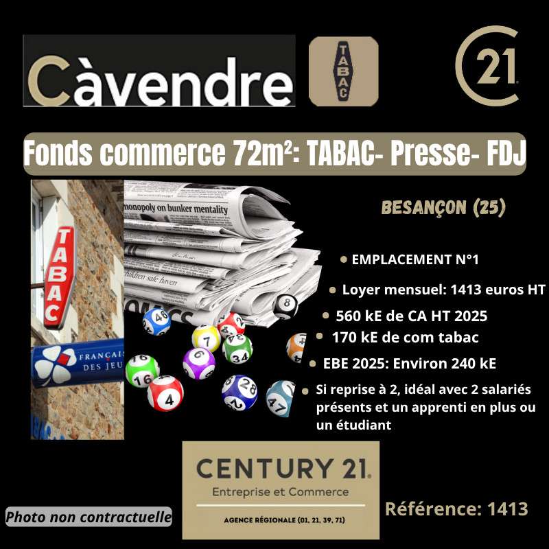 Vente FDC Tabac Presse Jeux empl n°1 à Besançon