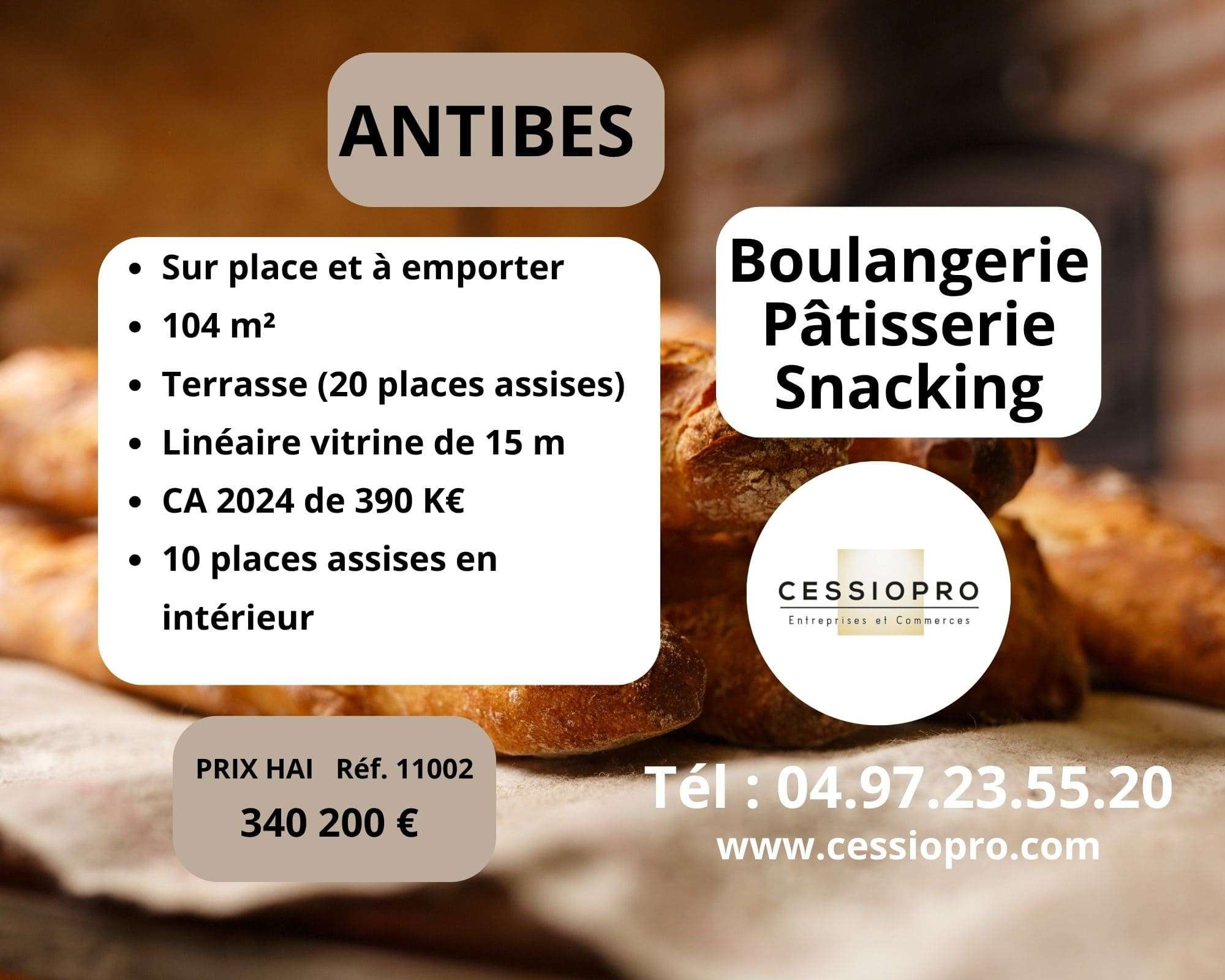 Boulangerie-pâtisserie-snacking à vendre Antibes