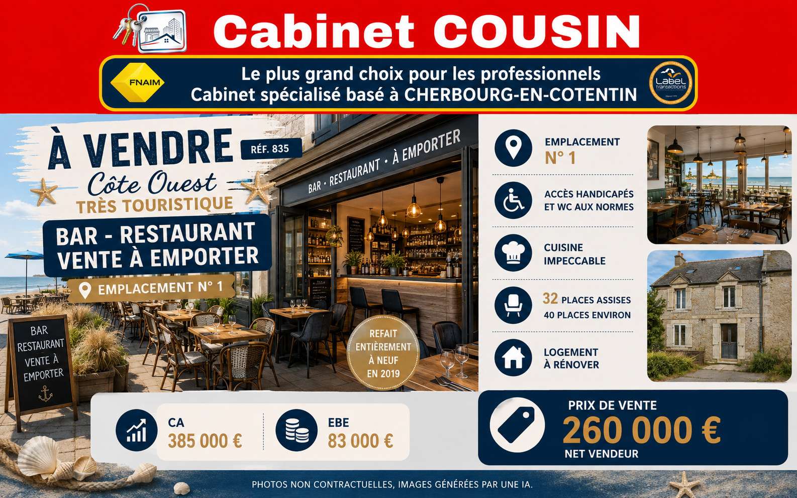 Vente bar restaurant traiteur Barneville-Carteret