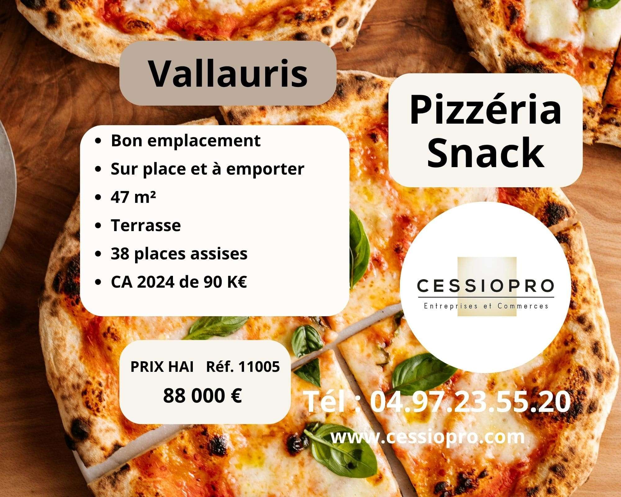 Vente pizzéria snack bon emplacement Vallauris