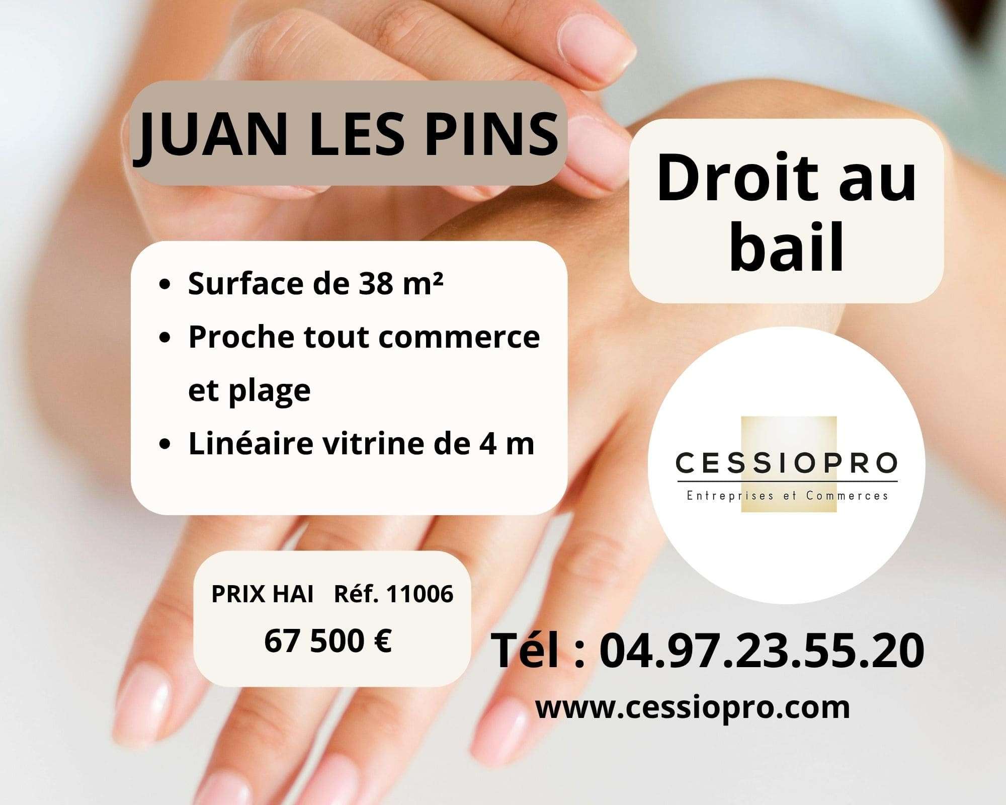 Droit au bail local 38m² prox plage Juan les Pins