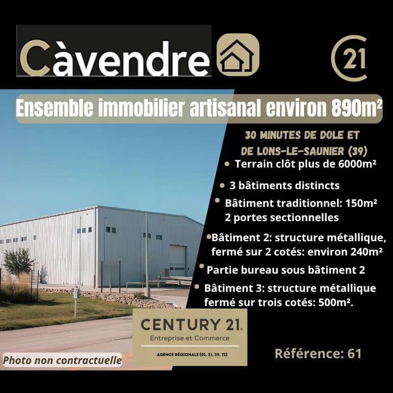 Vente bâtiment artisanal ou industriel 890m² Jura