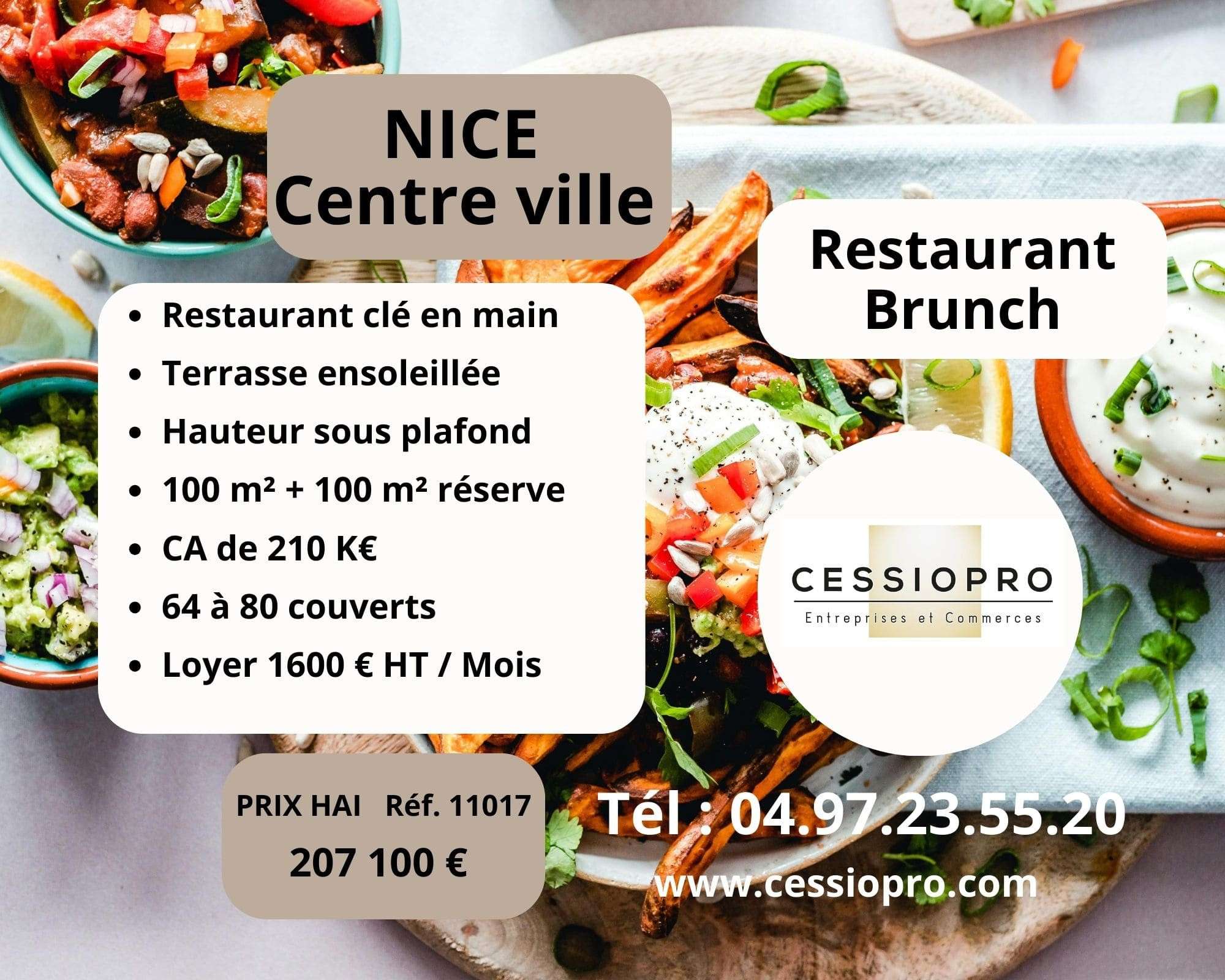 A vendre restaurant de brunch clé en main à Nice
