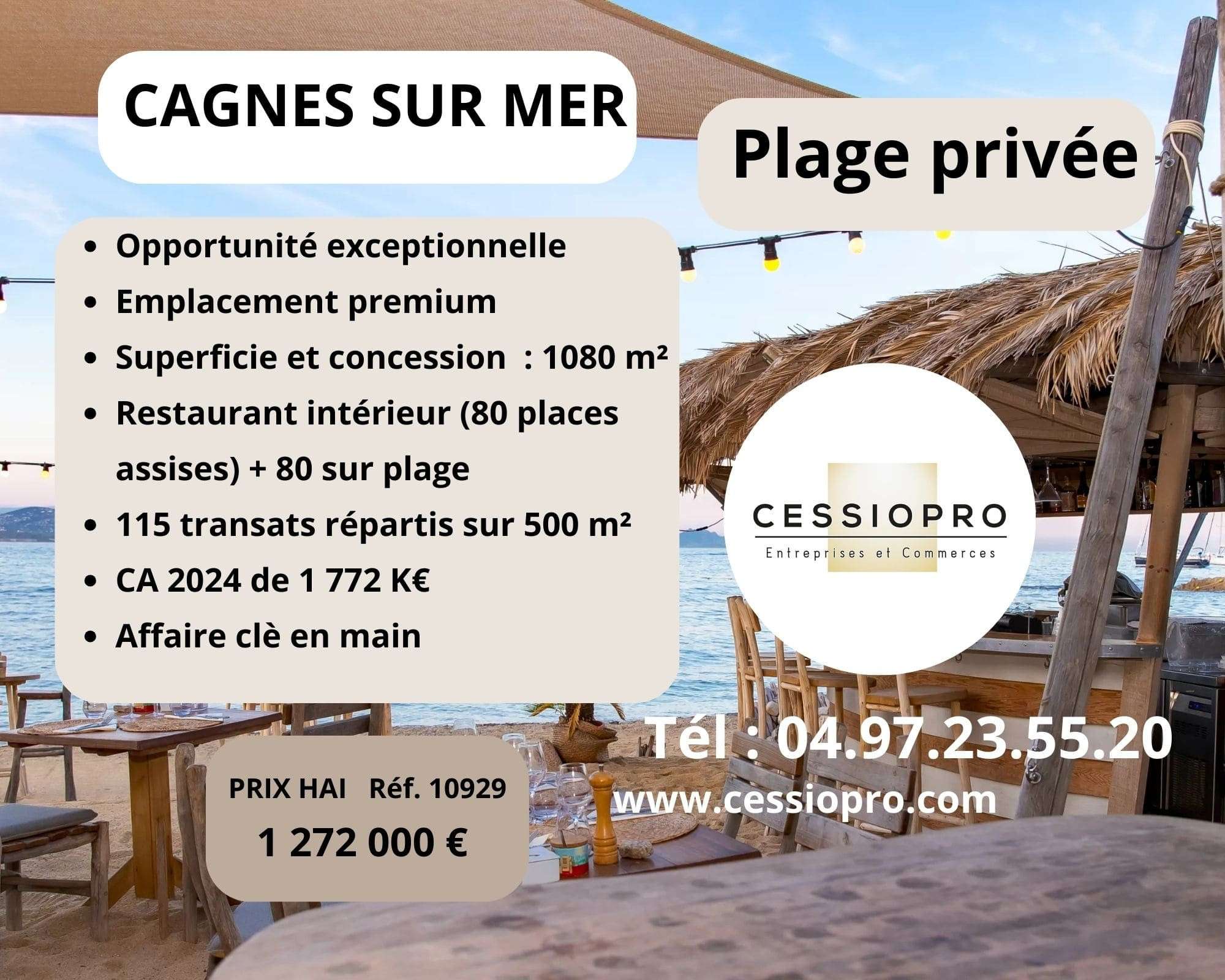 Vente plage privée historique à Cagnes sur Mer