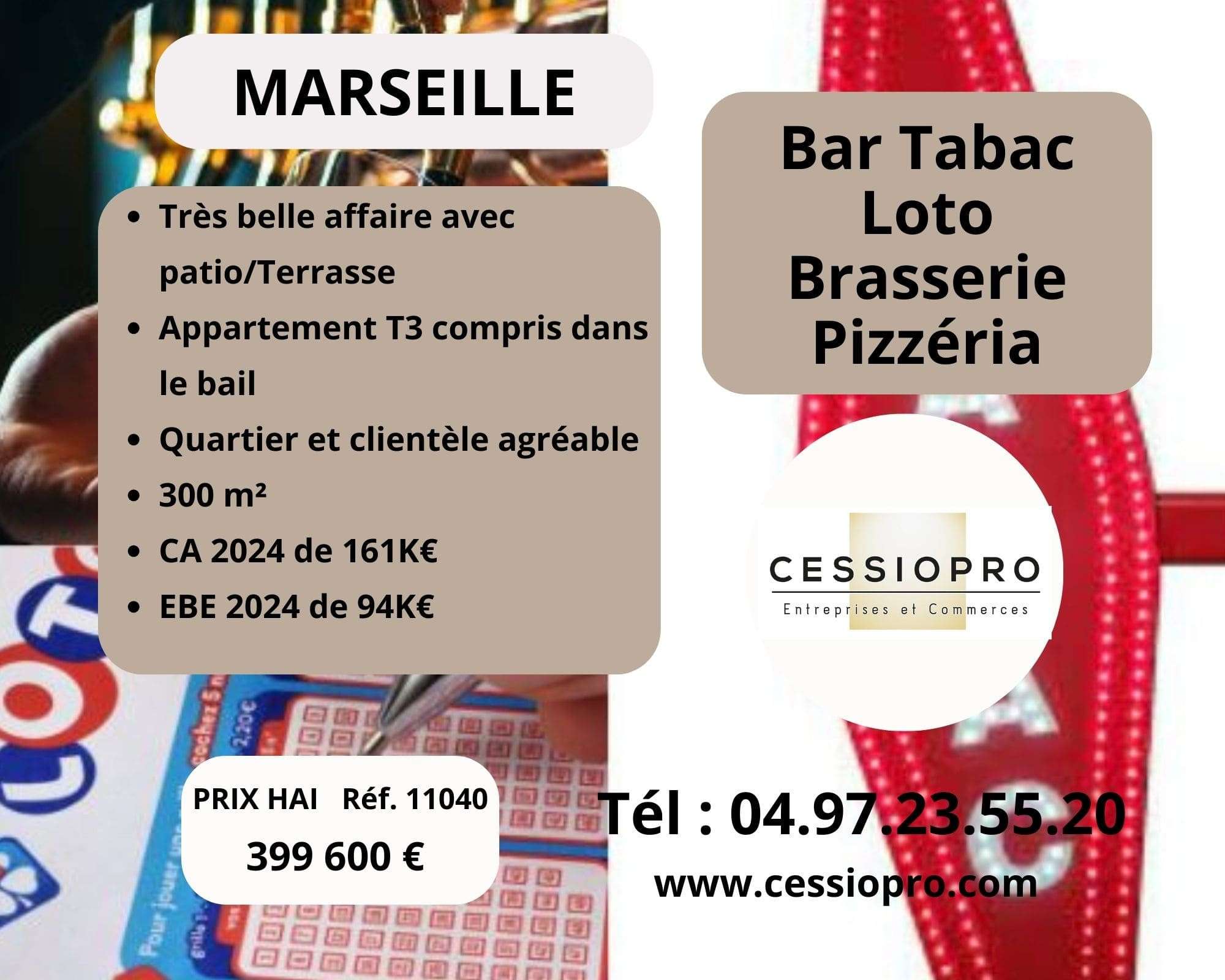 Vente bar tabac loto brasserie pizzeria Marseille