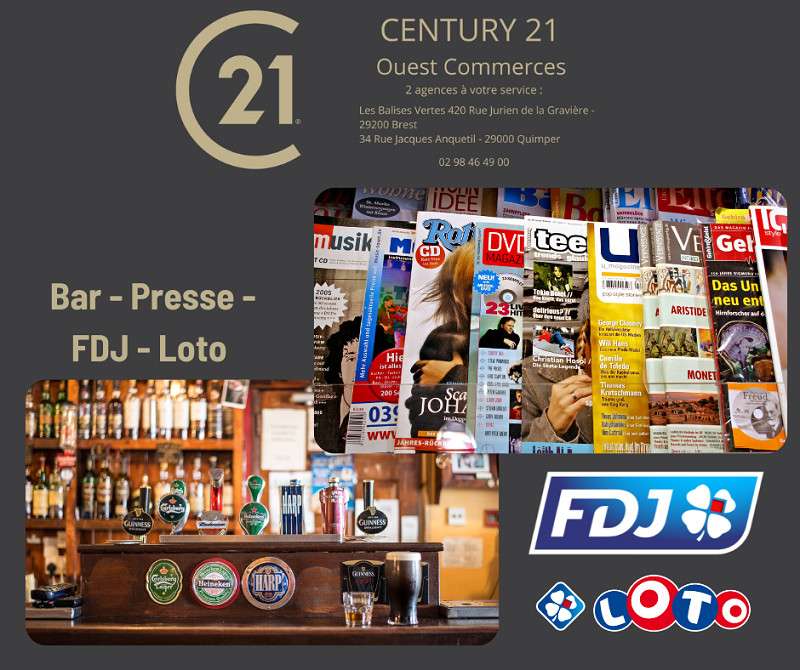 Cède bar tabac loto 40 places Quimper centre-ville