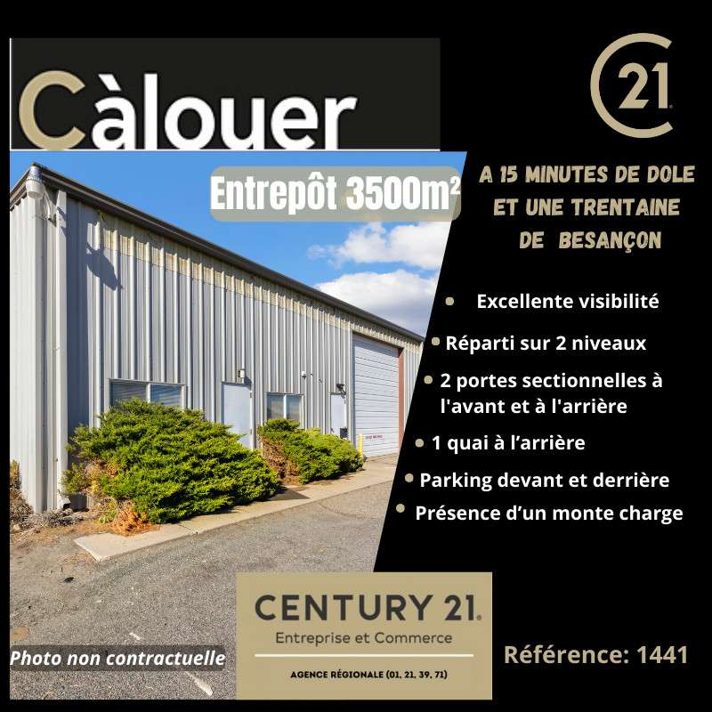 A louer bâtiment de 3500m² bonne visibilité à Dole