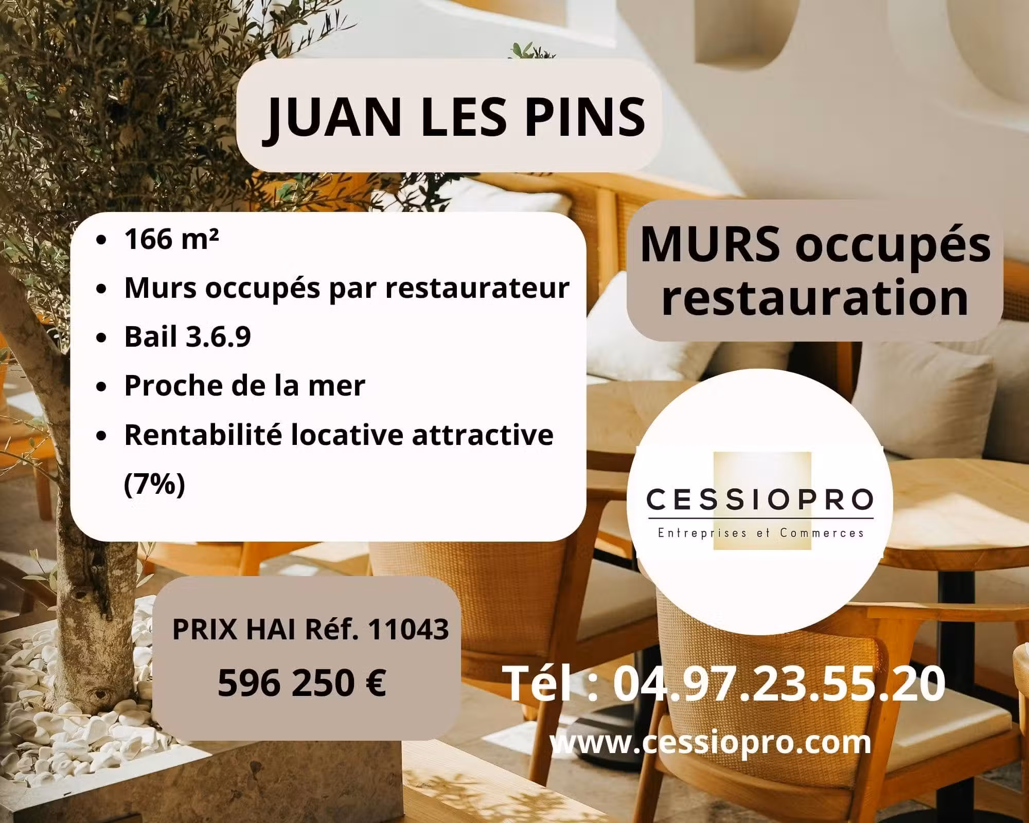 Murs commerciaux occupés proche mer Juan les Pins