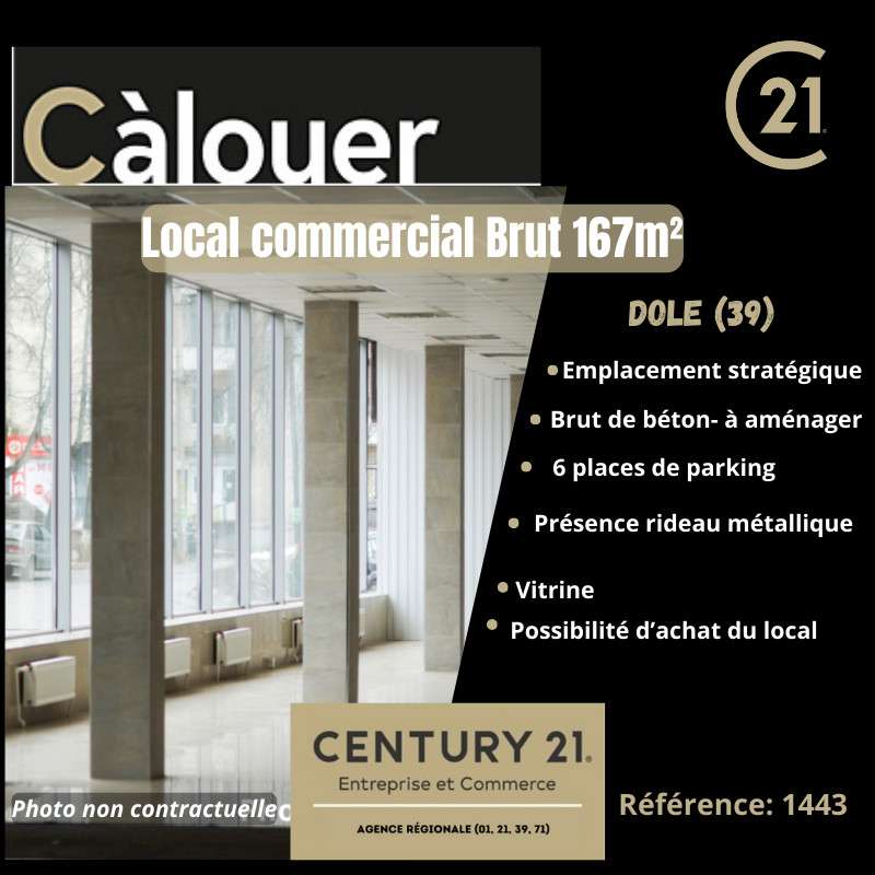 A louer local commercial brut de 167m² à Dole