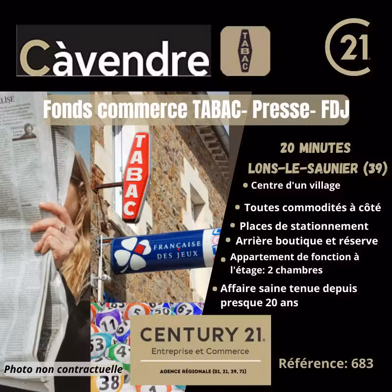À vendre FDC tabac à 20 minutes de Lons-le-Saunier
