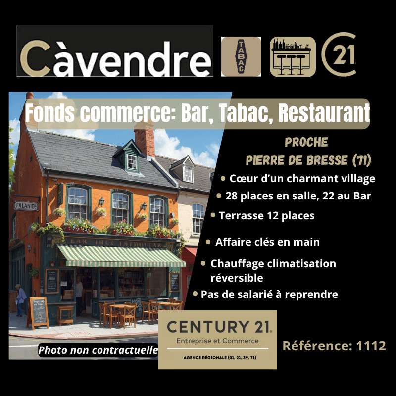 Vente bar tabac restaurant prox Pierre-de-Bresse