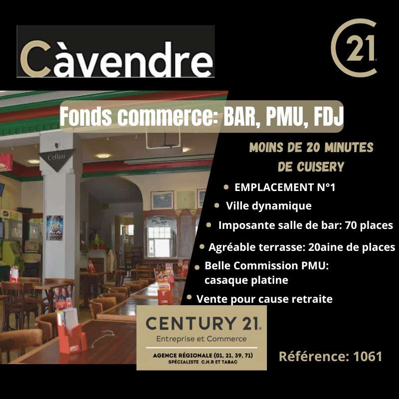 Vente fonds de commerce bar PMU FDJ à Cuisery